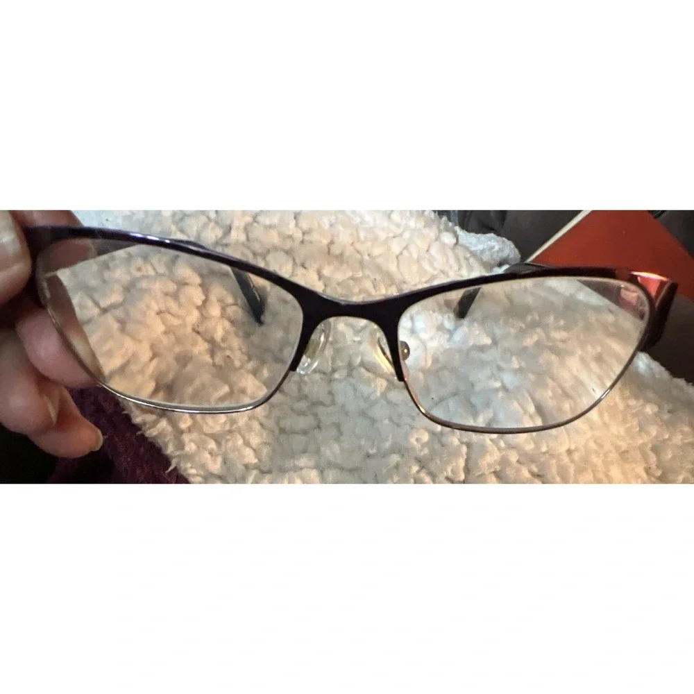 MIA RAE LILLY 53-17 135 Purple/Silver Stainless Steel Eyeglass Cat Frames B88